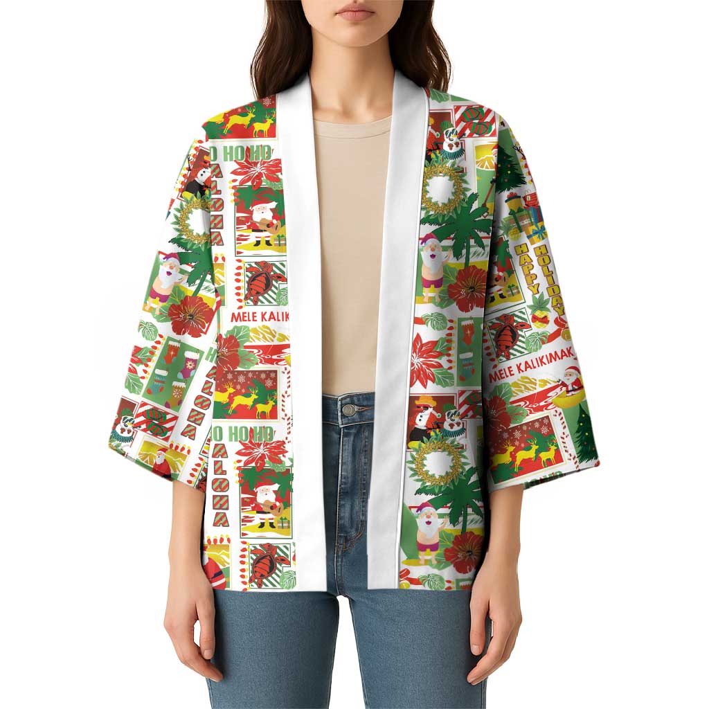 Hawaiian Santa Christmas Pattern Kimono White Version - Wonder Print Shop