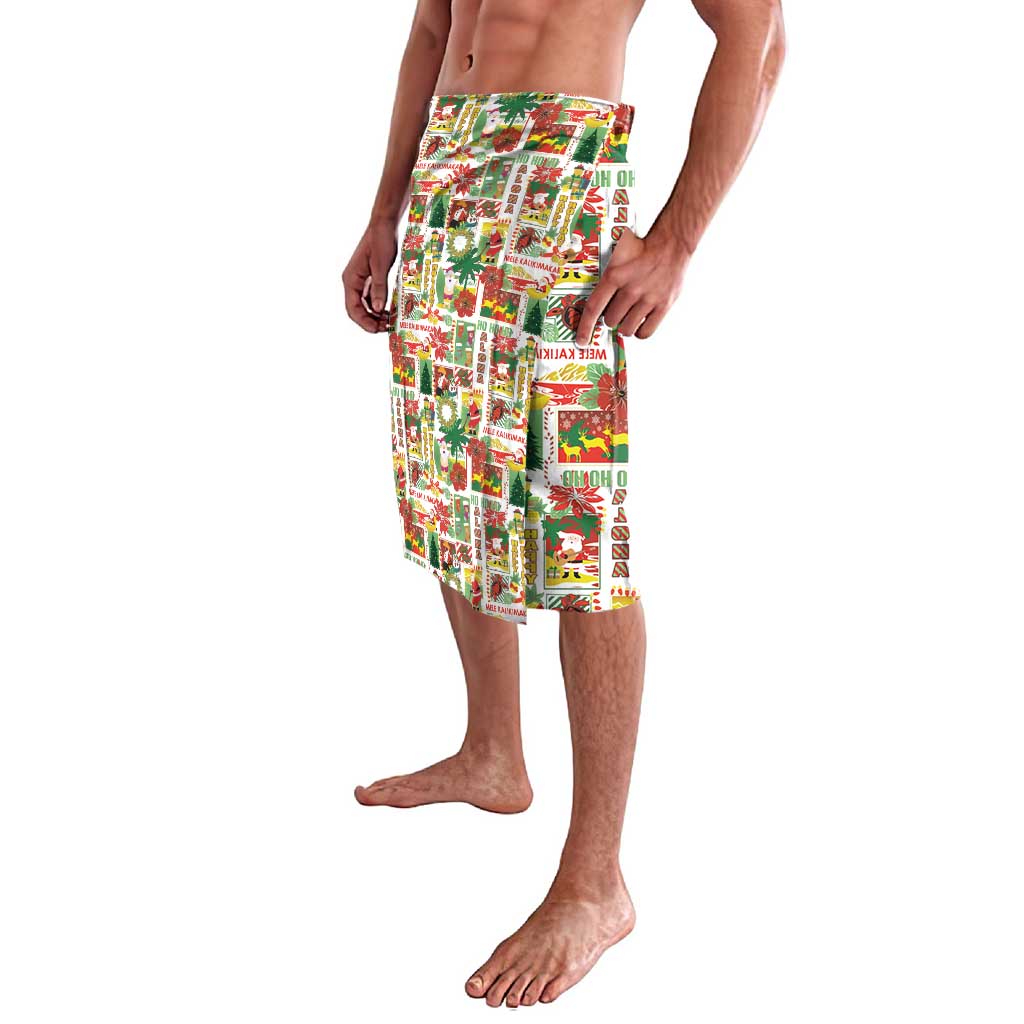 Hawaiian Santa Christmas Pattern Lavalava White Version - Wonder Print Shop