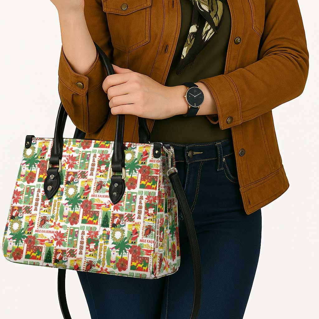 Hawaiian Santa Christmas Pattern Leather Bag White Version - Wonder Print Shop