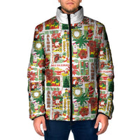 Hawaiian Santa Christmas Pattern Padded Jacket White Version - Wonder Print Shop