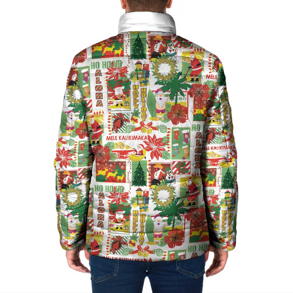 Hawaiian Santa Christmas Pattern Padded Jacket White Version - Wonder Print Shop