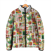 Hawaiian Santa Christmas Pattern Padded Jacket White Version - Wonder Print Shop
