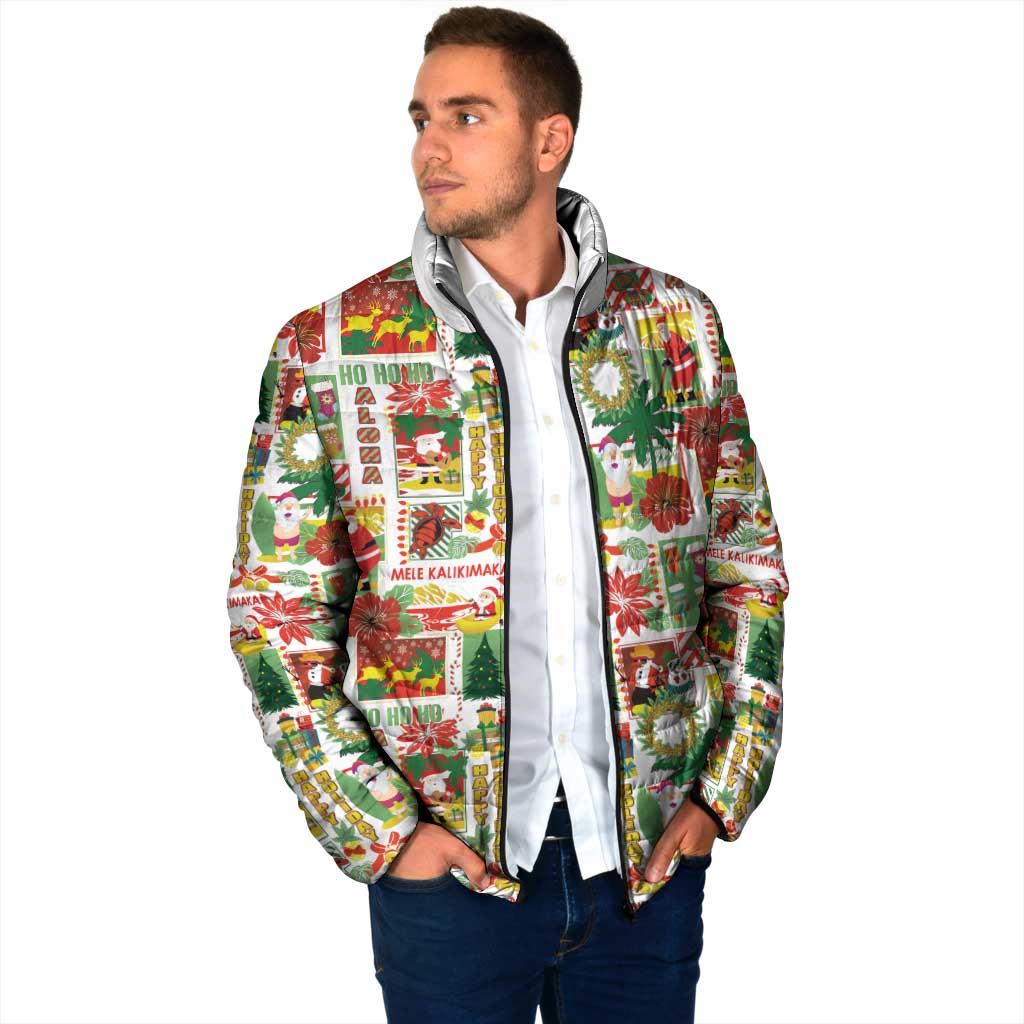Hawaiian Santa Christmas Pattern Padded Jacket White Version - Wonder Print Shop
