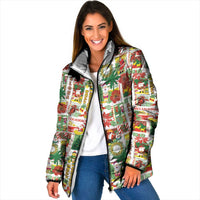 Hawaiian Santa Christmas Pattern Padded Jacket White Version - Wonder Print Shop