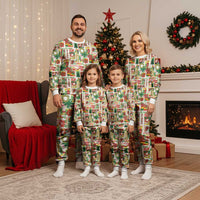 Hawaiian Santa Christmas Pattern Christmas Pajama Set White Version - Wonder Print Shop