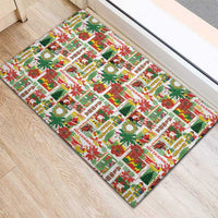 Hawaiian Santa Christmas Pattern Rubber Doormat White Version - Wonder Print Shop
