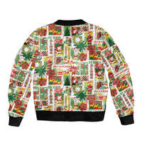 Hawaiian Santa Christmas Pattern Sleeve Zip Bomber Jacket White Version - Wonder Print Shop