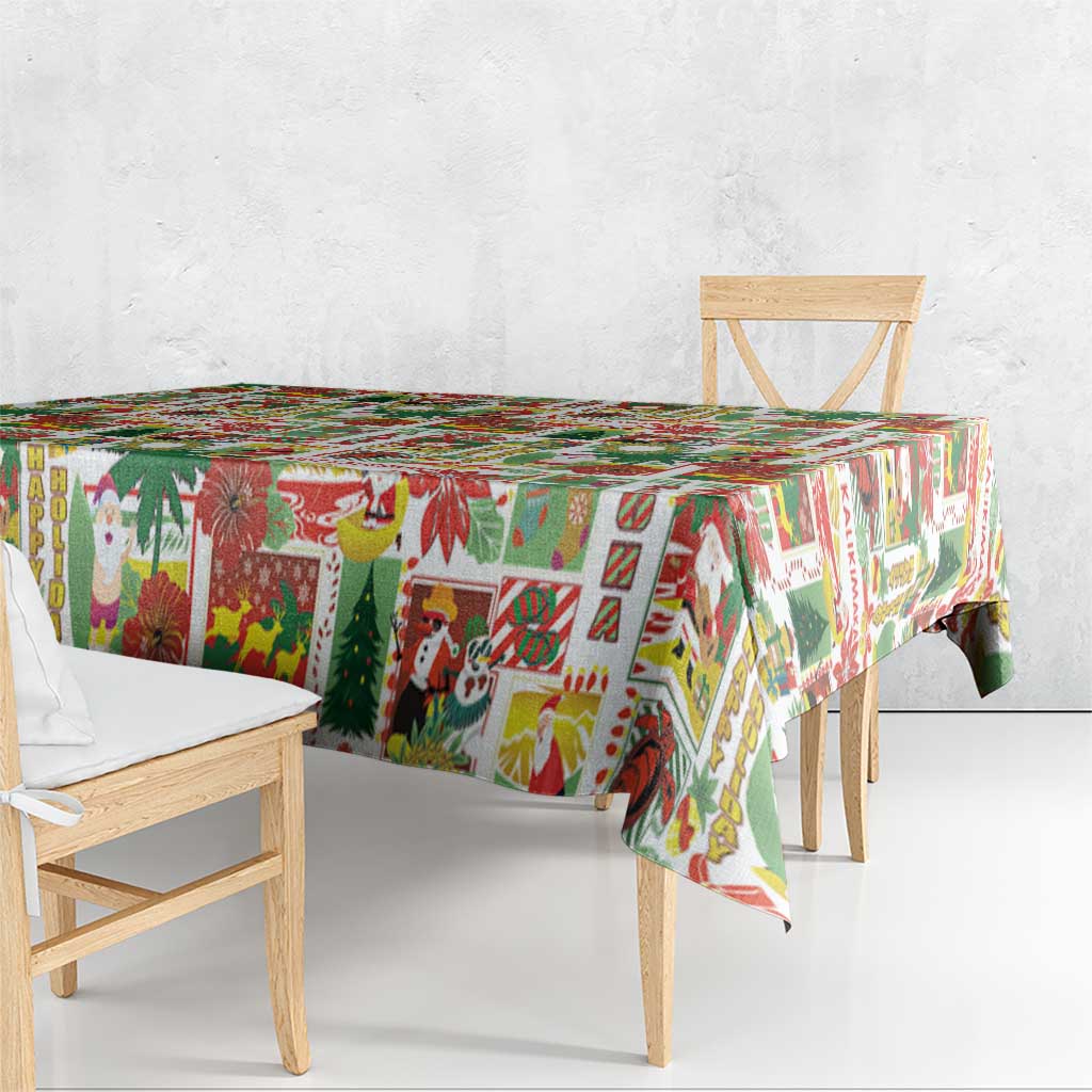 Hawaiian Santa Christmas Pattern Tablecloth White Version - Wonder Print Shop