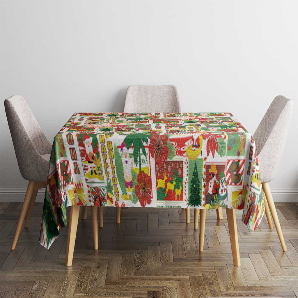 Hawaiian Santa Christmas Pattern Tablecloth White Version - Wonder Print Shop