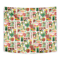 Hawaiian Santa Christmas Pattern Tapestry White Version - Wonder Print Shop