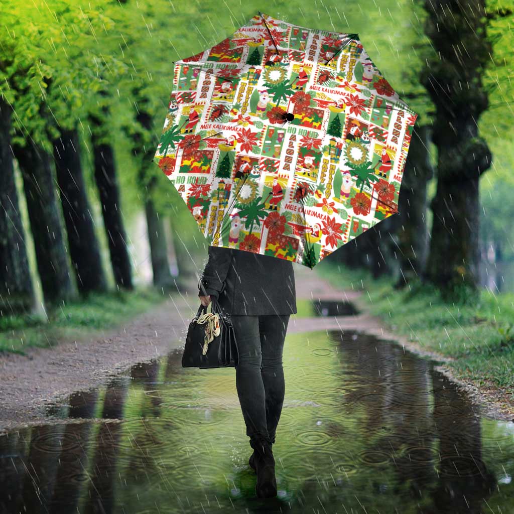 Hawaiian Santa Christmas Pattern Umbrella White Version - Wonder Print Shop
