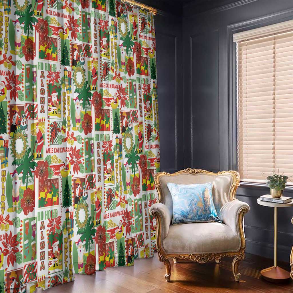 Hawaiian Santa Christmas Pattern Window Curtain White Version - Wonder Print Shop