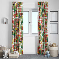 Hawaiian Santa Christmas Pattern Window Curtain White Version - Wonder Print Shop