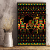 Framed Kwanzaa canvas wall art with African pattern background and kinara candle graphic
