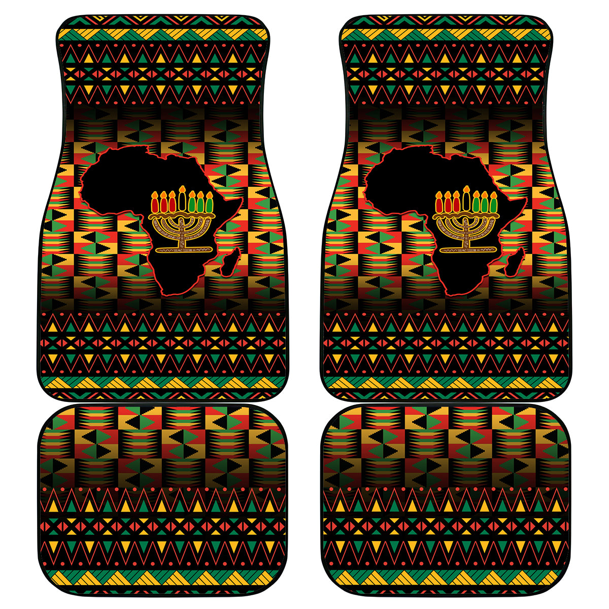 Kwanzaa Festival Car Mats Kinara Candles African Pattern - Wonder Print Shop