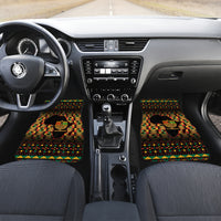 Black front pair car mats with colorful kinara candle African pattern