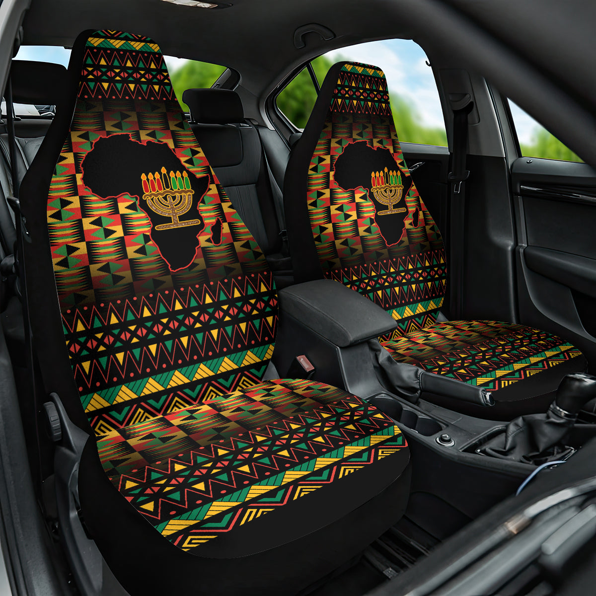 Kwanzaa Festival Car Seat Cover Kinara Candles African Pattern - Wonder Print Shop