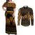 Kwanzaa Festival Couples Matching Off Shoulder Maxi Dress and Long Sleeve Button Shirt Kinara Candles African Pattern - Wonder Print Shop