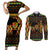 Kwanzaa Festival Couples Matching Short Sleeve Bodycon Dress and Long Sleeve Button Shirt Kinara Candles African Pattern - Wonder Print Shop