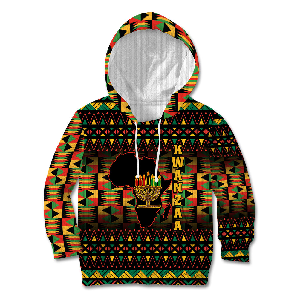 Kwanzaa Festival Kid Hoodie Kinara Candles African Pattern - Wonder Print Shop