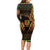 Kwanzaa Festival Long Sleeve Bodycon Dress Kinara Candles African Pattern - Wonder Print Shop