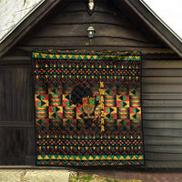 Kwanzaa festival quilt wall hanging with kinara candle art and geometric border in red, green