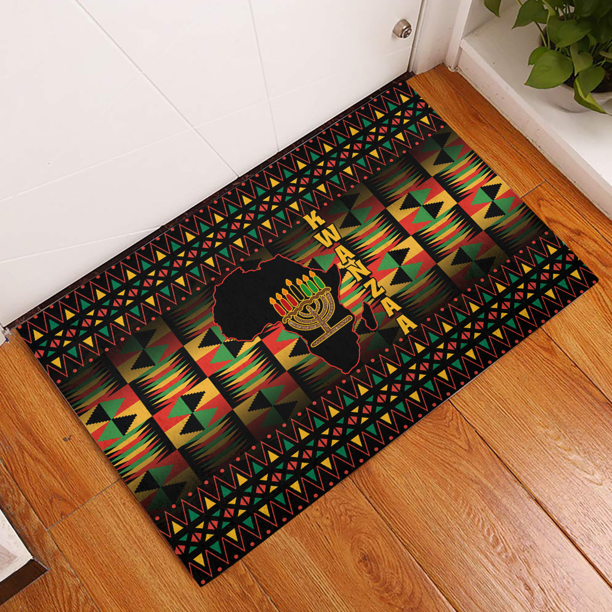 kwanzaa-festival-rubber-doormat-kinara-candles-african-pattern