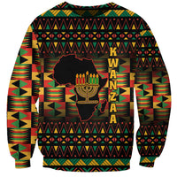 Unisex black sweatshirt with colorful kinara candles and Africa map graphic