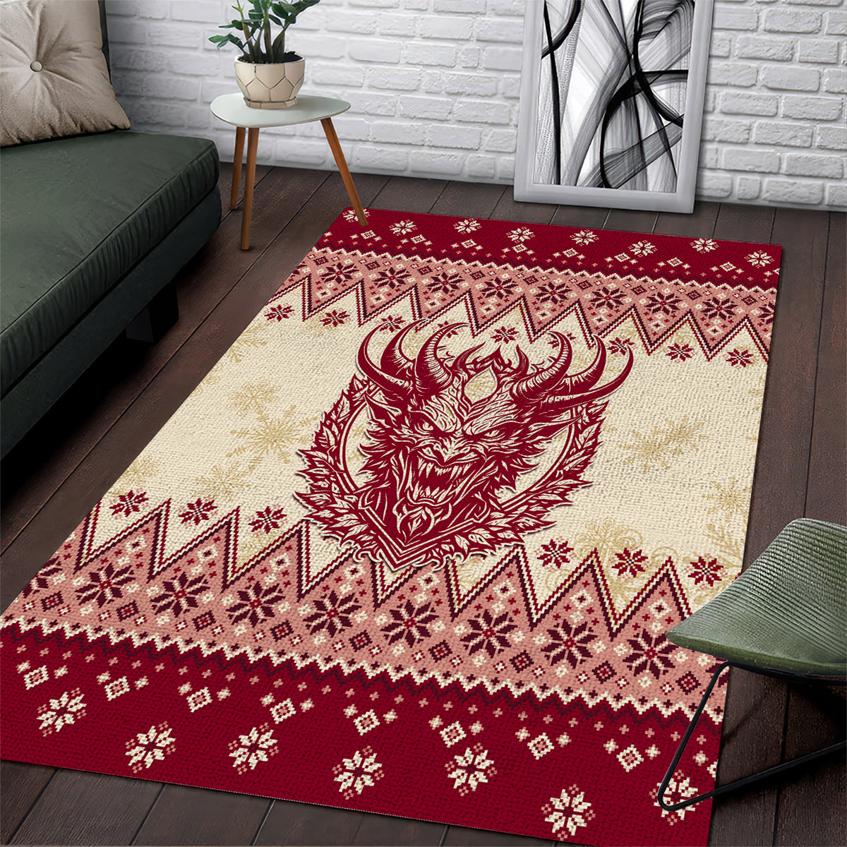 Austria Christmas Area Rug Krampus Xmas Pattern - Wonder Print Shop