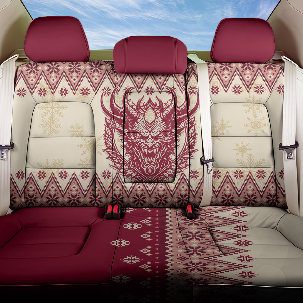 Austria Christmas Back Car Seat Cover Krampus Xmas Pattern - Wonder Print Shop