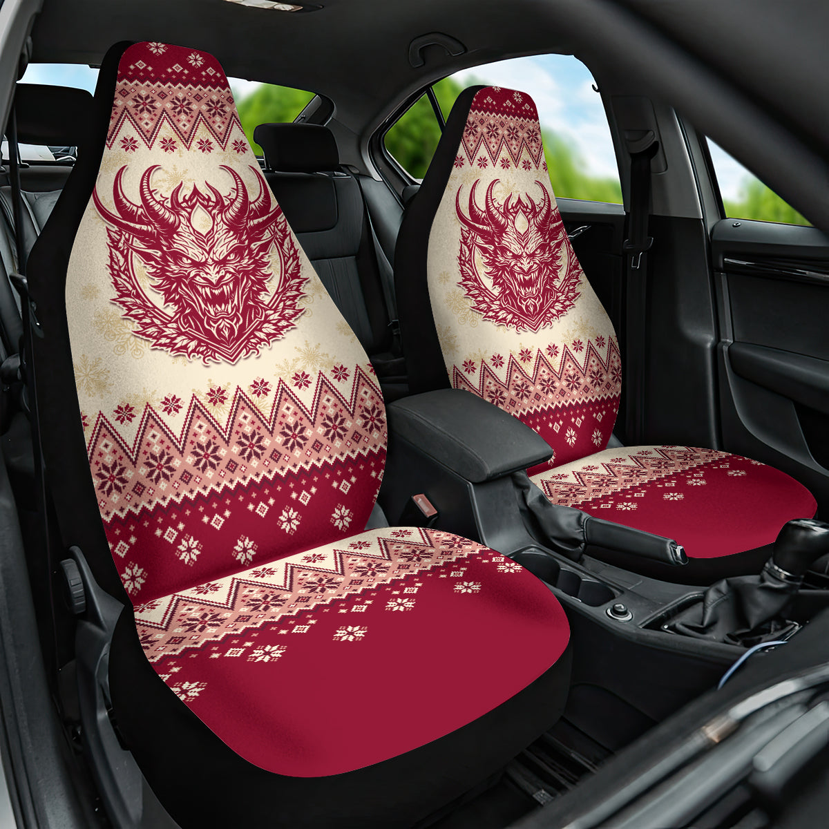 Austria Christmas Car Seat Cover Krampus Xmas Pattern - Wonder Print Shop