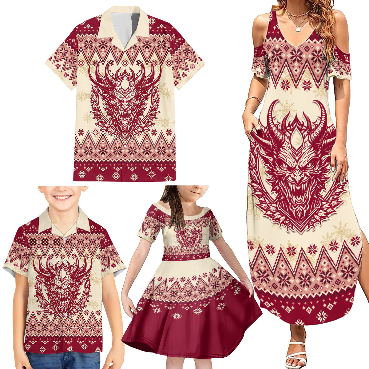 Austria Christmas Family Matching Summer Maxi Dress and Hawaiian Shirt Krampus Xmas Pattern - Wonder Print Shop