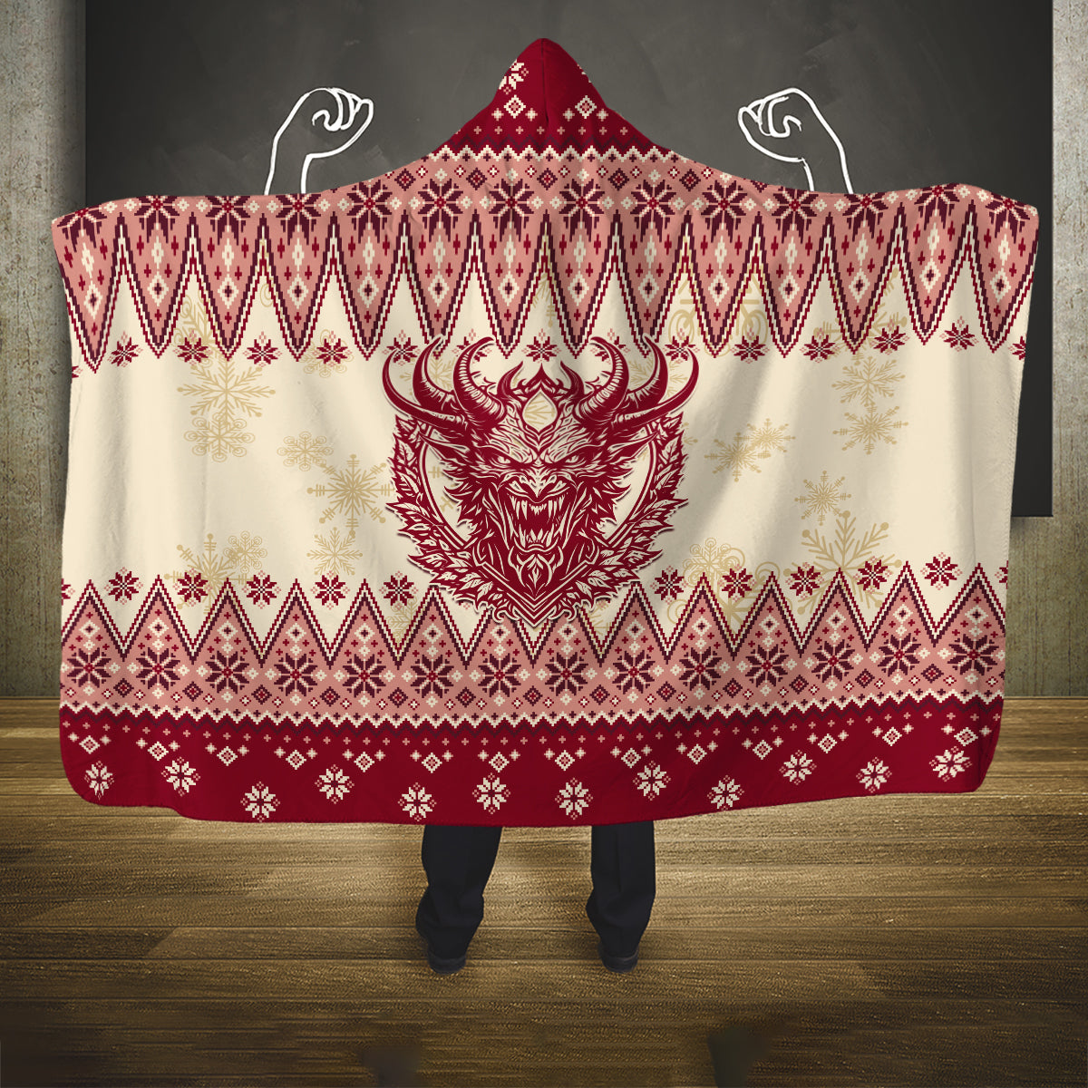 austria-christmas-hooded-blanket-krampus-xmas-pattern