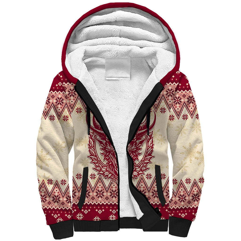 Austria Christmas Sherpa Hoodie Krampus Xmas Pattern - Wonder Print Shop