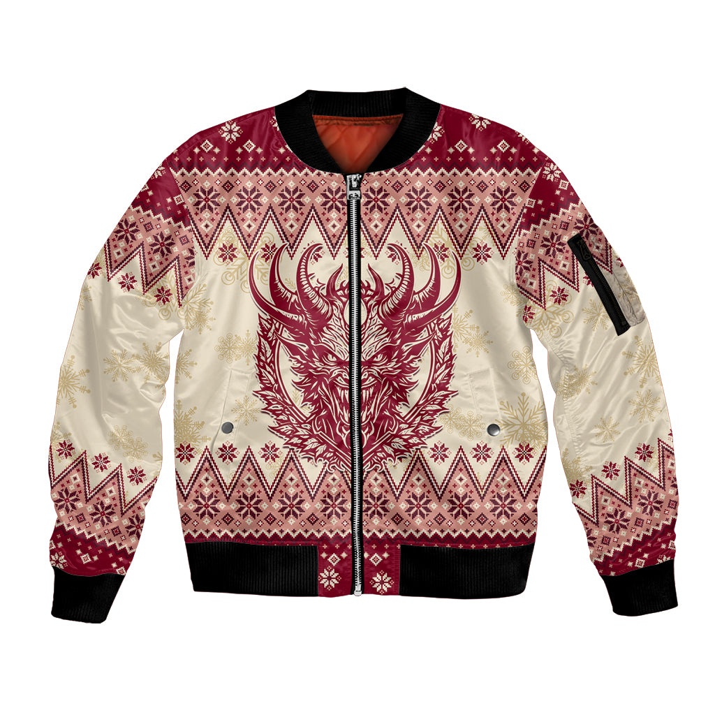 Austria Christmas Sleeve Zip Bomber Jacket Krampus Xmas Pattern - Wonder Print Shop