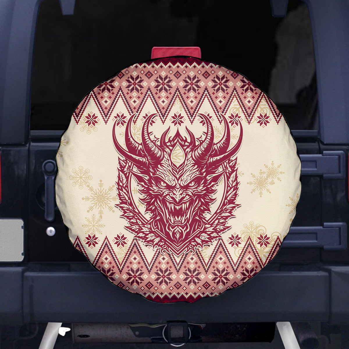 Austria Christmas Spare Tire Cover Krampus Xmas Pattern - Wonder Print Shop