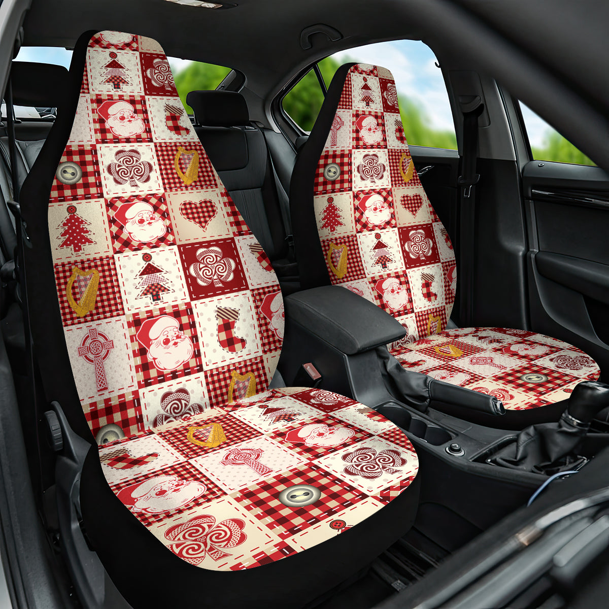 Ireland Christmas Car Seat Cover Irish Celtic Xmas Patchwork Style - Wonder Print Shop