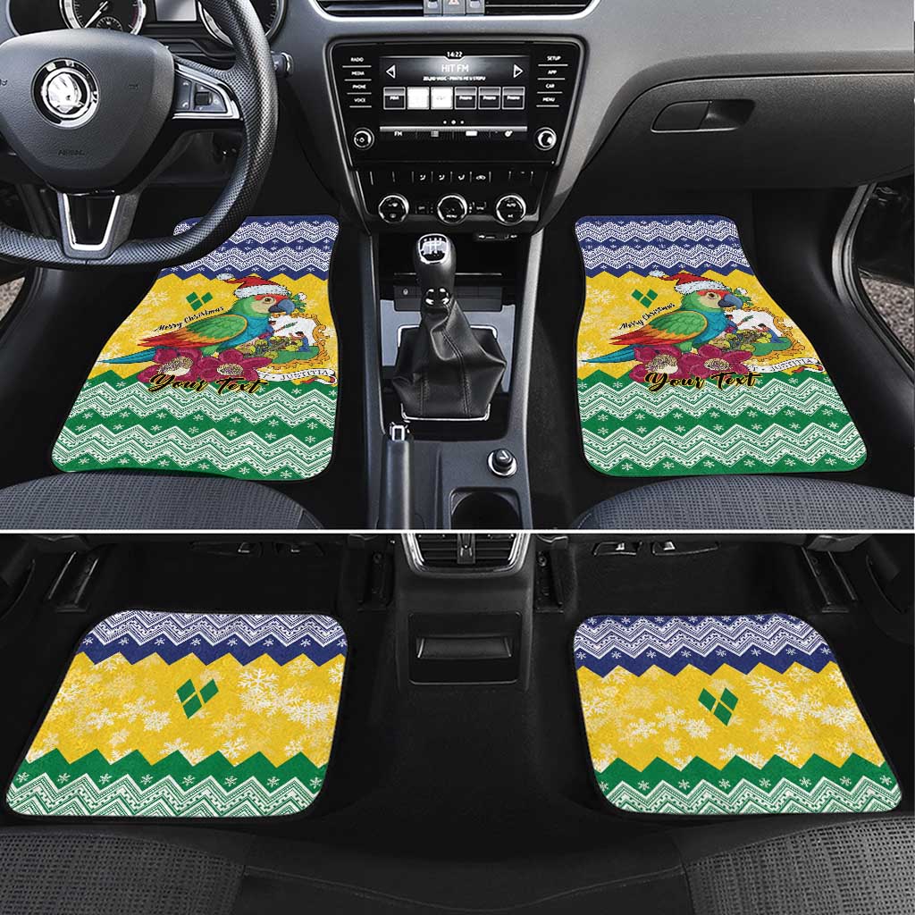 Saint Vincent and the Grenadines Christmas Car Mats Santa Vincent Parrot - Wonder Print Shop