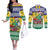 Personalized Saint Vincent and the Grenadines Christmas Couples Matching Off The Shoulder Long Sleeve Dress and Long Sleeve Button Shirt Santa Vincent Parrot