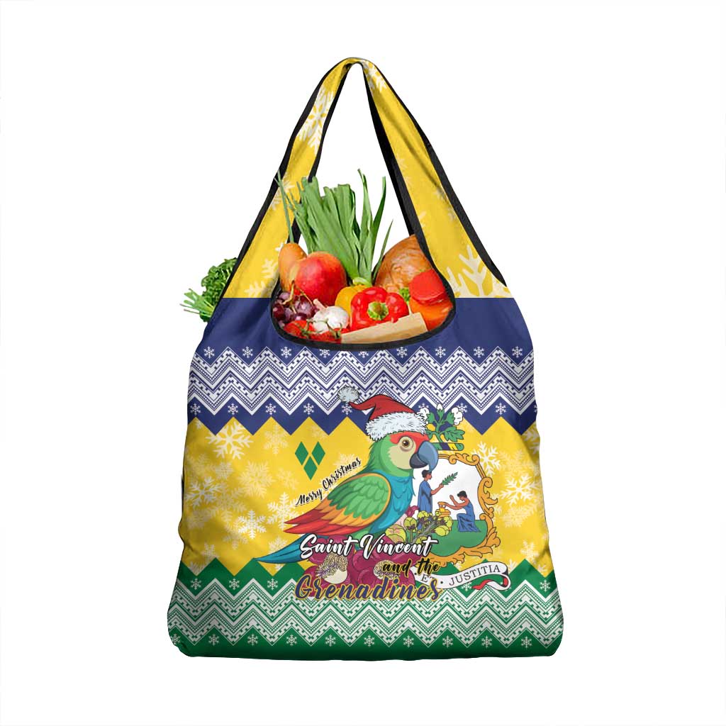 Saint Vincent and the Grenadines Christmas Grocery Bag Santa Vincent Parrot