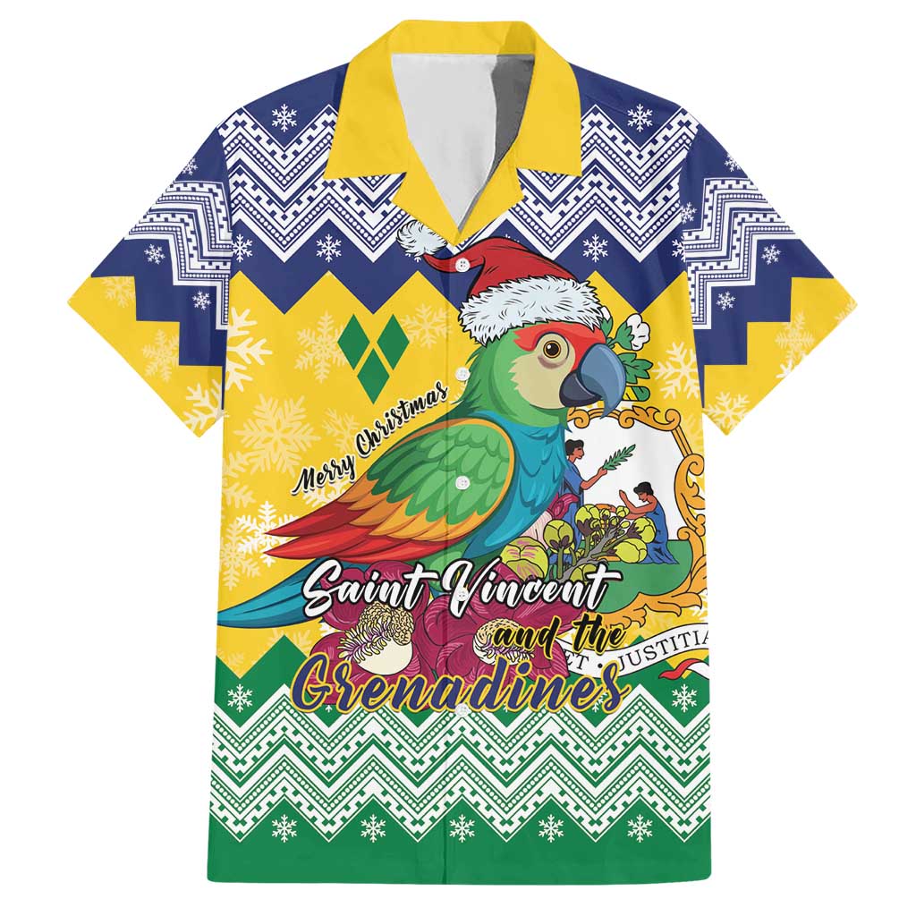 Personalized Saint Vincent and the Grenadines Christmas Hawaiian Shirt Santa Vincent Parrot - Wonder Print Shop