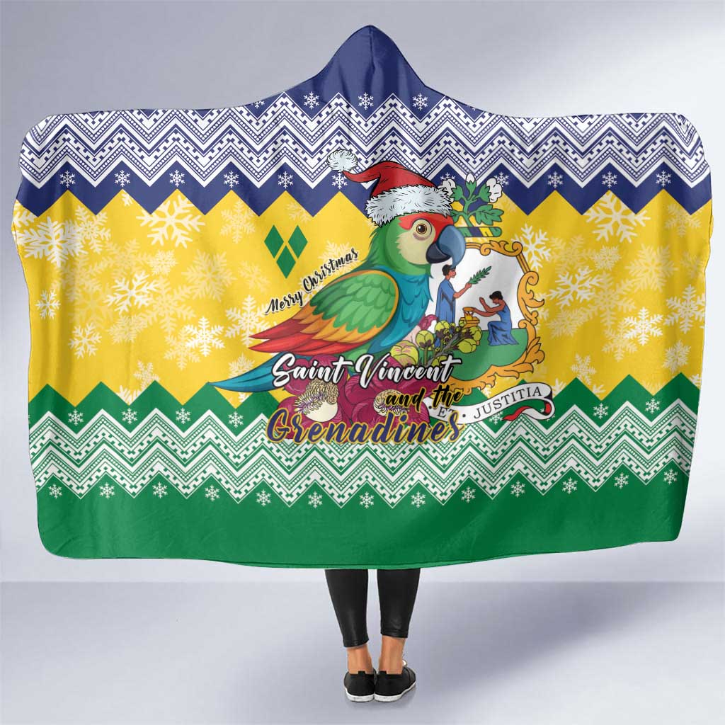 Saint Vincent and the Grenadines Christmas Hooded Blanket Santa Vincent Parrot