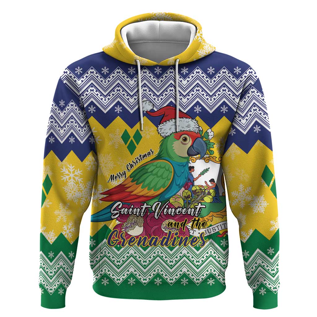 Personalized Saint Vincent and the Grenadines Christmas Hoodie Santa Vincent Parrot - Wonder Print Shop