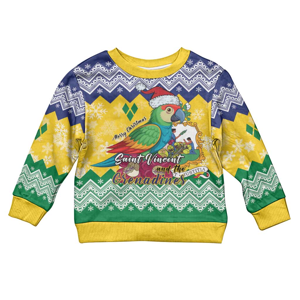 Saint Vincent and the Grenadines Christmas Kid Ugly Christmas Sweater Santa Vincent Parrot - Wonder Print Shop