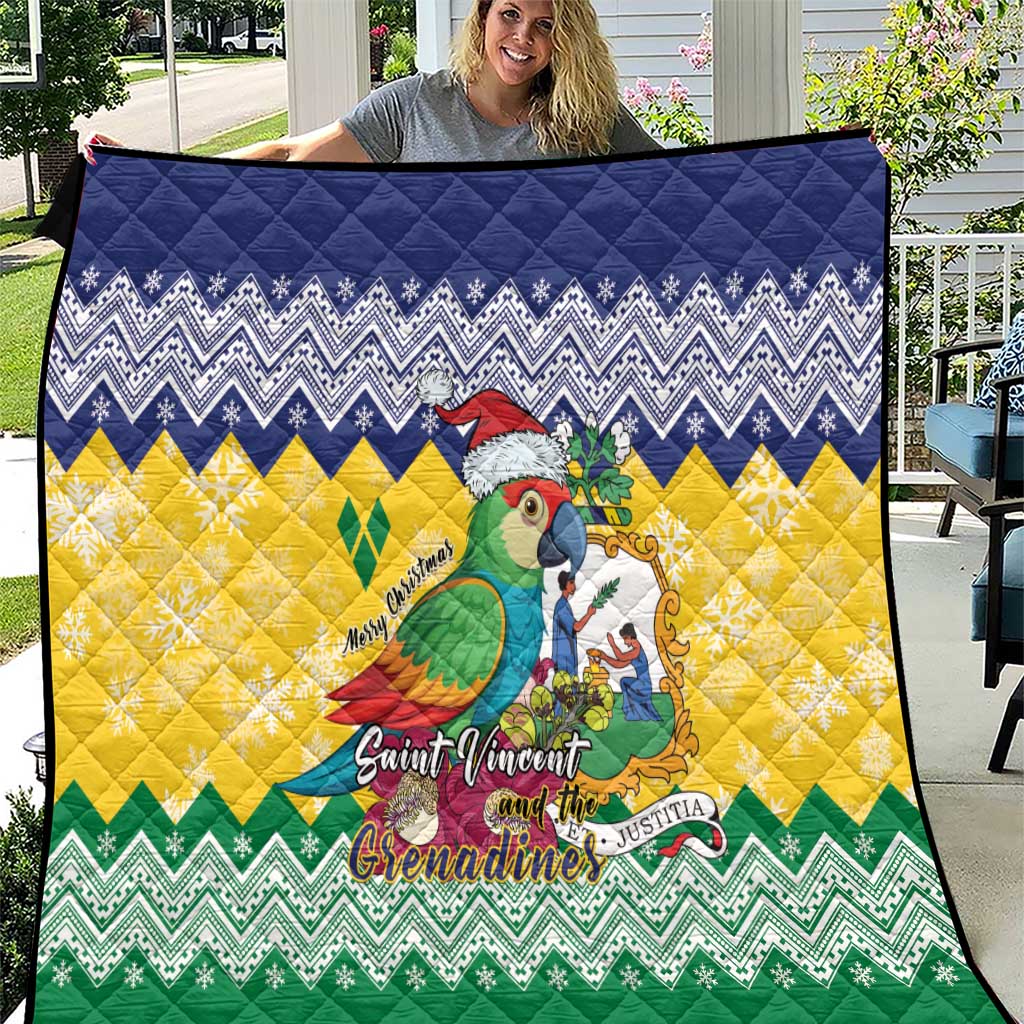 Saint Vincent and the Grenadines Christmas Quilt Santa Vincent Parrot - Wonder Print Shop