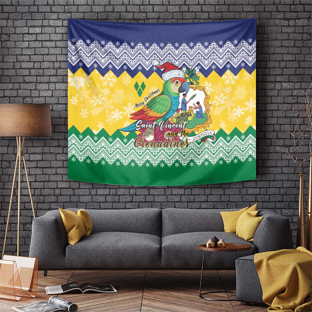 Saint Vincent and the Grenadines Christmas Tapestry Santa Vincent Parrot