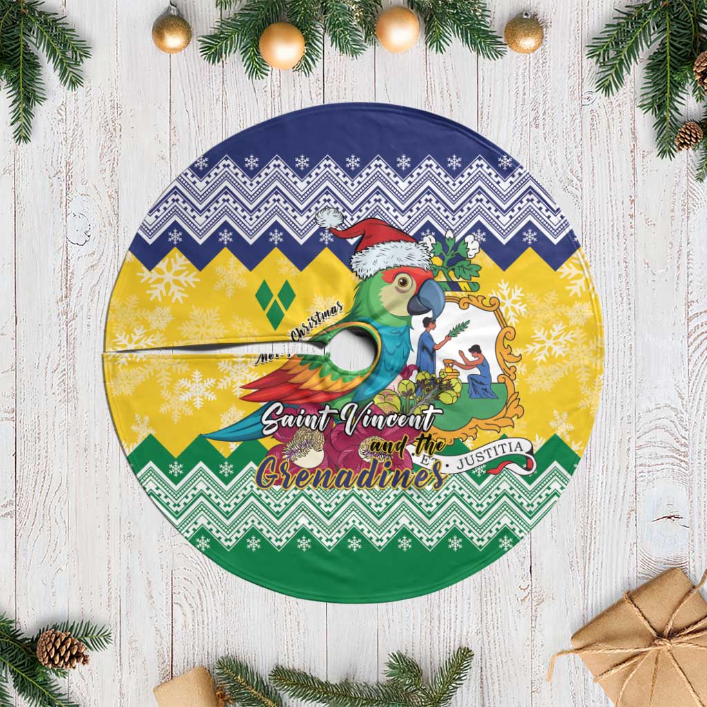 Saint Vincent and the Grenadines Christmas Tree Skirt Santa Vincent Parrot - Wonder Print Shop