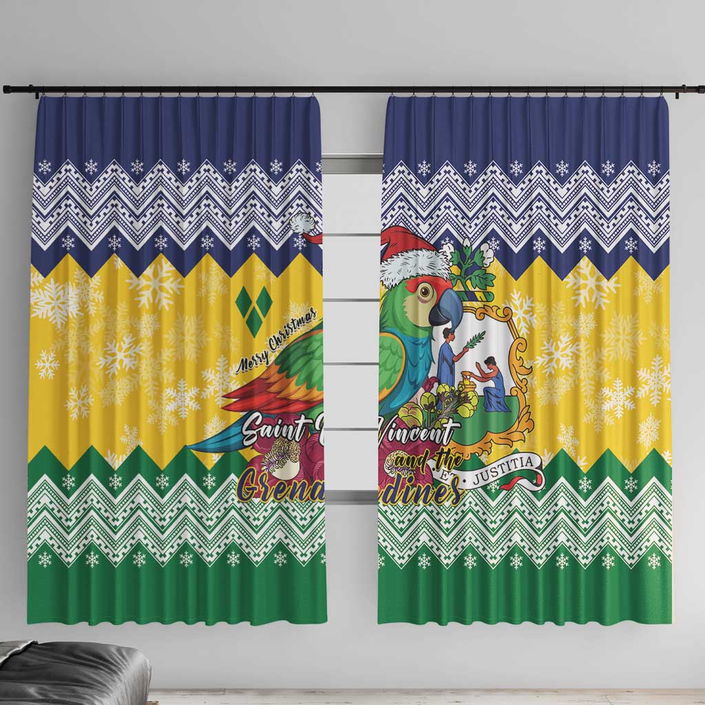 Saint Vincent and the Grenadines Christmas Window Curtain Santa Vincent Parrot - Wonder Print Shop