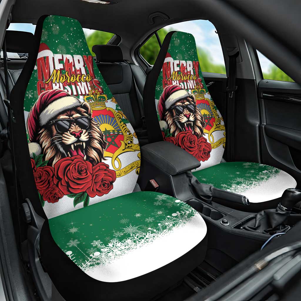 Morocco Christmas Car Seat Cover Santa Lion With Rose Xmas Vibe