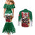 Morocco Christmas Couples Matching Mermaid Dress and Long Sleeve Button Shirt Santa Lion With Rose Xmas Vibe